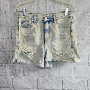American Eagle Light Wash Distressed Denim Mom Shorts NWT SZ 0